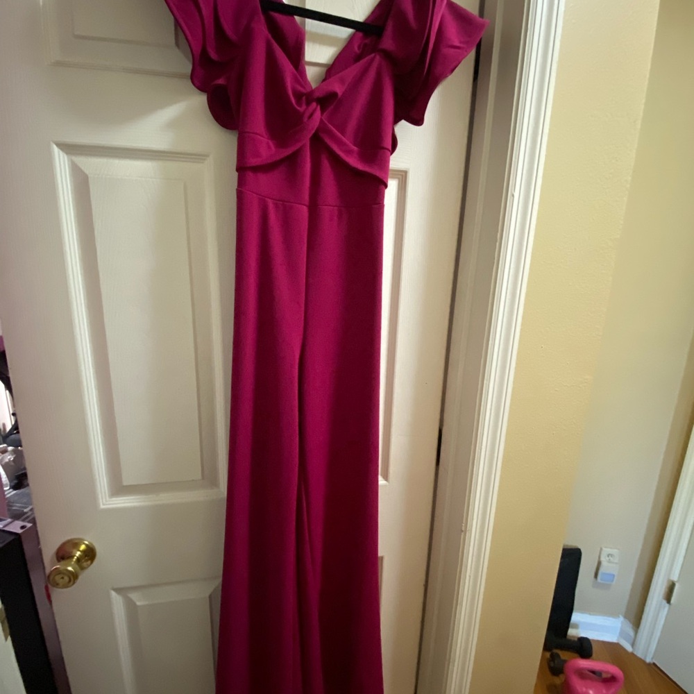 Fashion Nova Pink Ruffled Tiered Jumpsuit